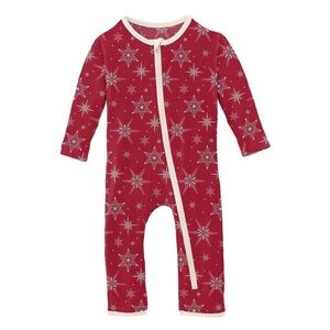 NWT Kickee pants holiday crimson snowflake zippered coverall 6-9M